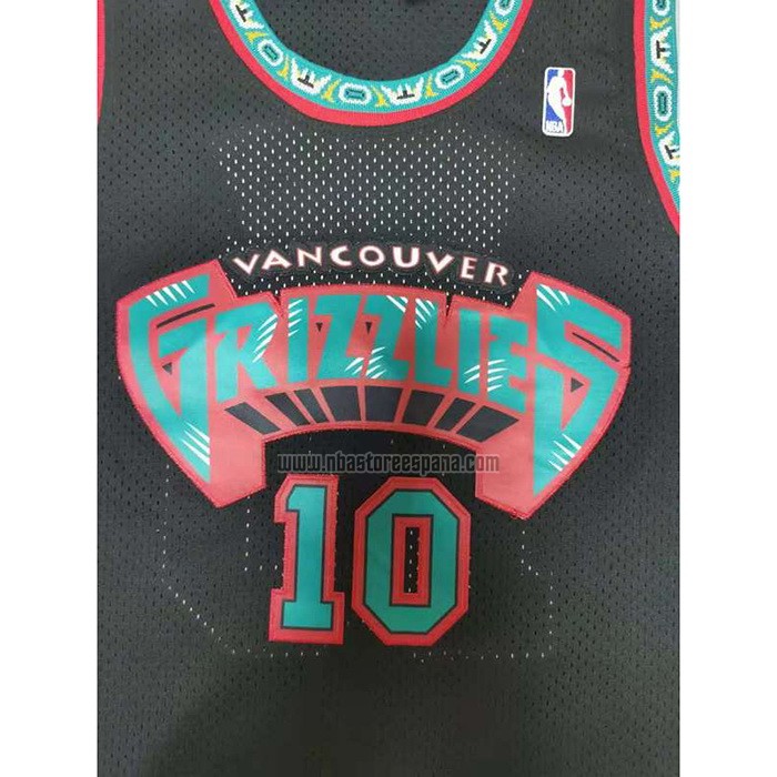 Camiseta Memphis Grizzlies Mike Bibby NO 10 Mitchell & Ness 1998-99 Negro